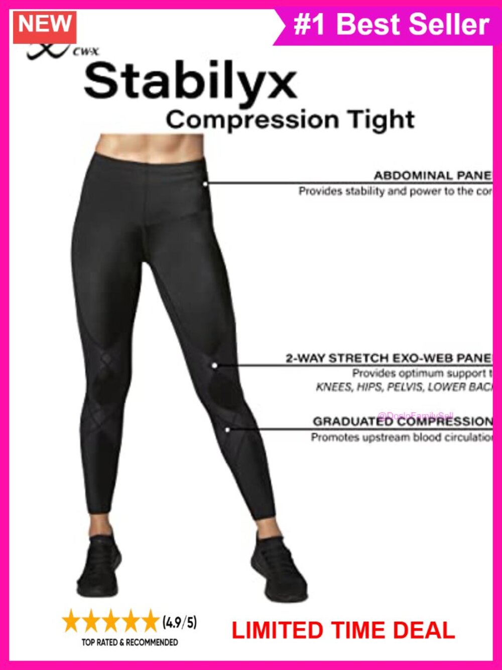 Stabilyx Mid Rise Compression Tights Running Recovery - Picture 3 of 6